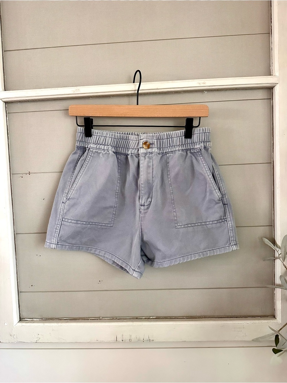 Thread & Supply Light Blue High-Waist Shorts